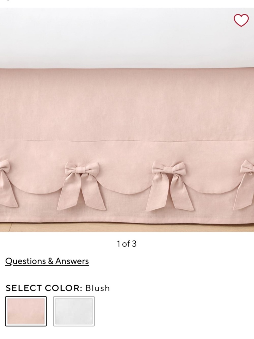 Pottery Barn Kids Blush Bow-Trim Bedskirt